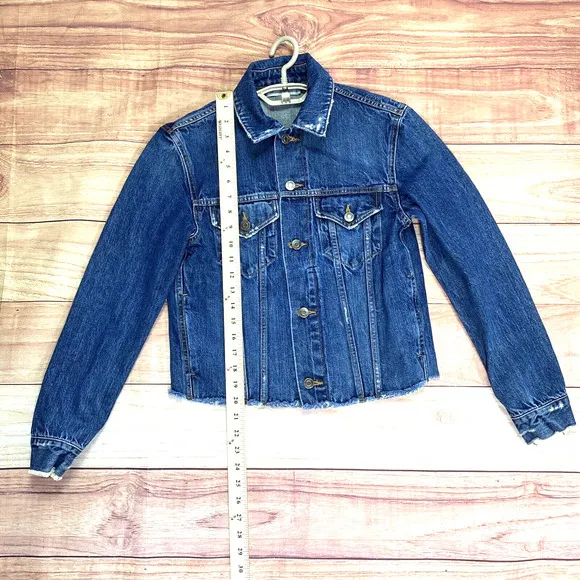 Vince Japanese Selvedge Denim Distressed Jacket in‎ Engineer Size XS Fringe Ends