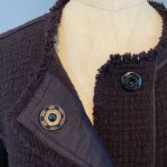 Vince Tweed Wool Snap Front Blazer