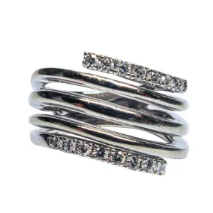 Vintage 14K White Gold and Diamond Accent Spiral Ring