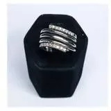 Vintage 14K White Gold and Diamond Accent Spiral Ring