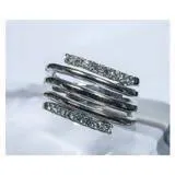 Vintage 14K White Gold and Diamond Accent Spiral Ring