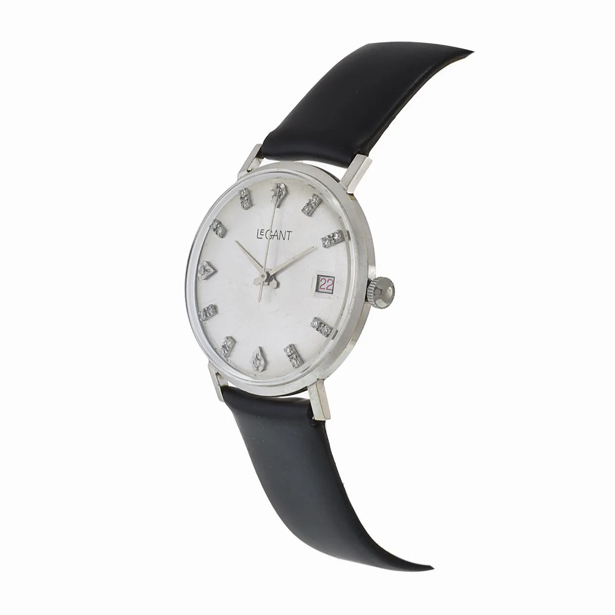 Vintage 1970'S LeGant 14KT White Gold Diamond Watch