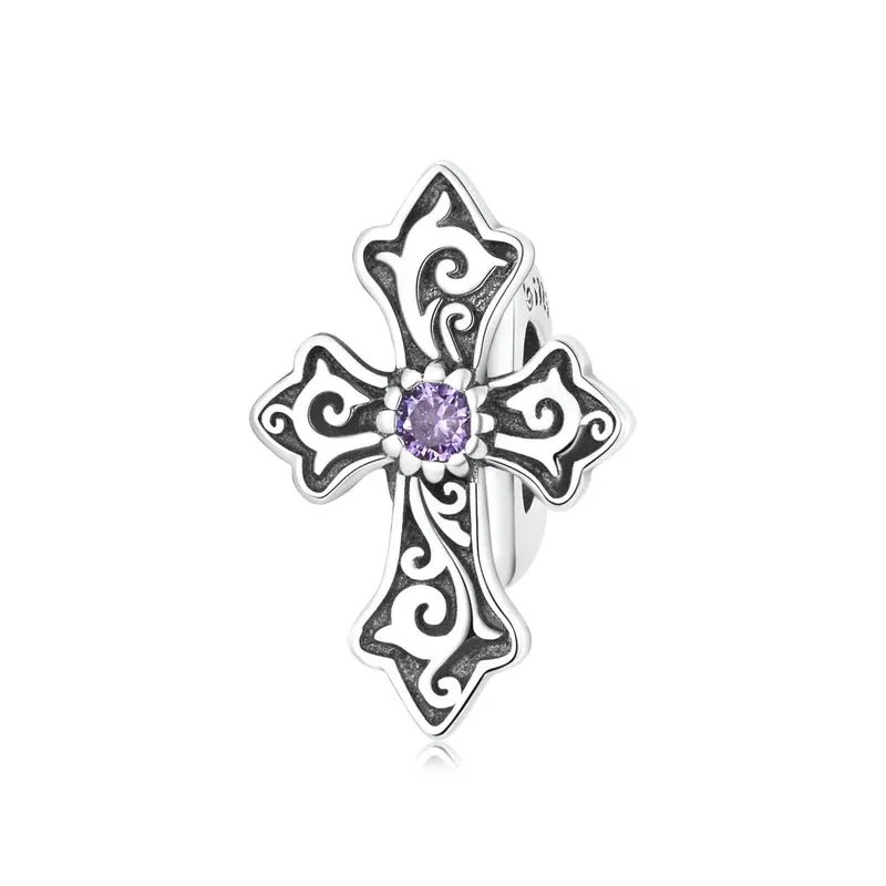 Vintage Cross Pendant with Green Heart