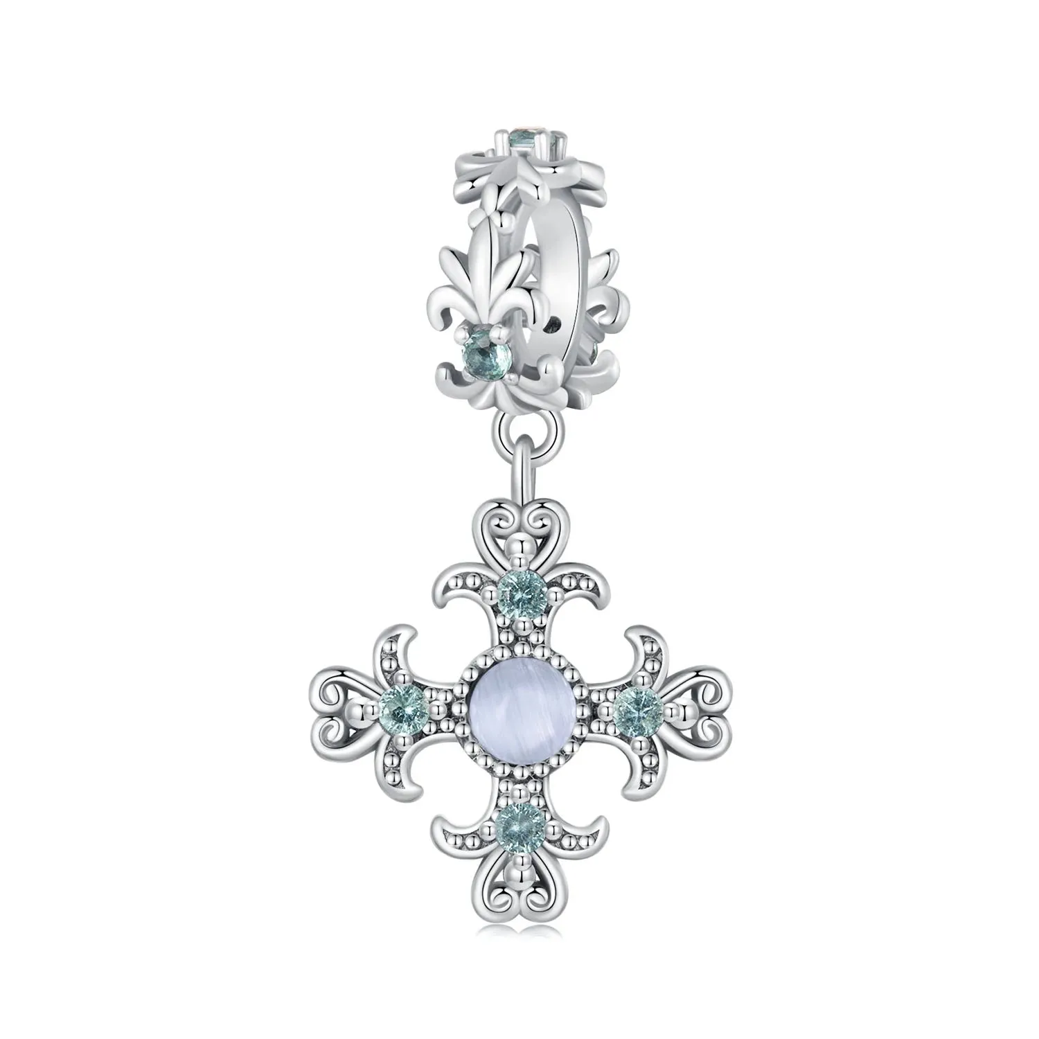 Vintage Cross Pendant with Green Heart