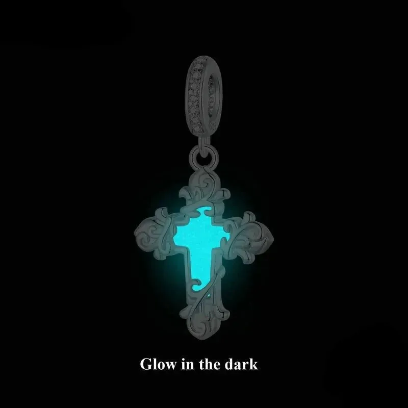 Vintage Cross Pendant with Green Heart