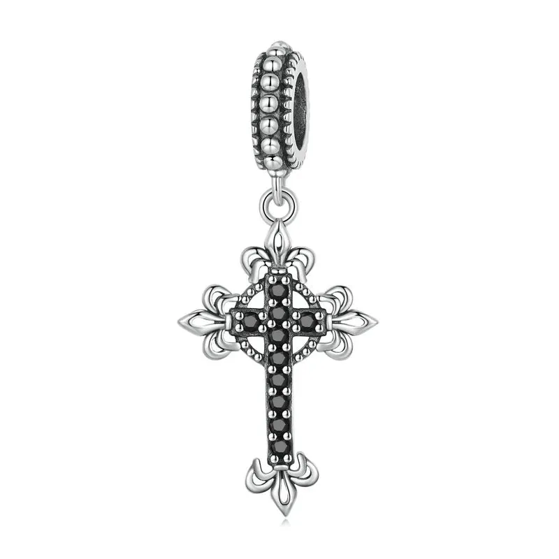 Vintage Cross Pendant with Green Heart