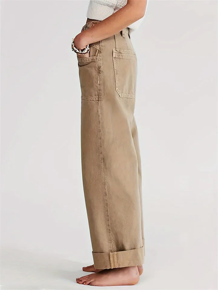 Vintage Patch Pocket Straight-Leg Jeans for Women