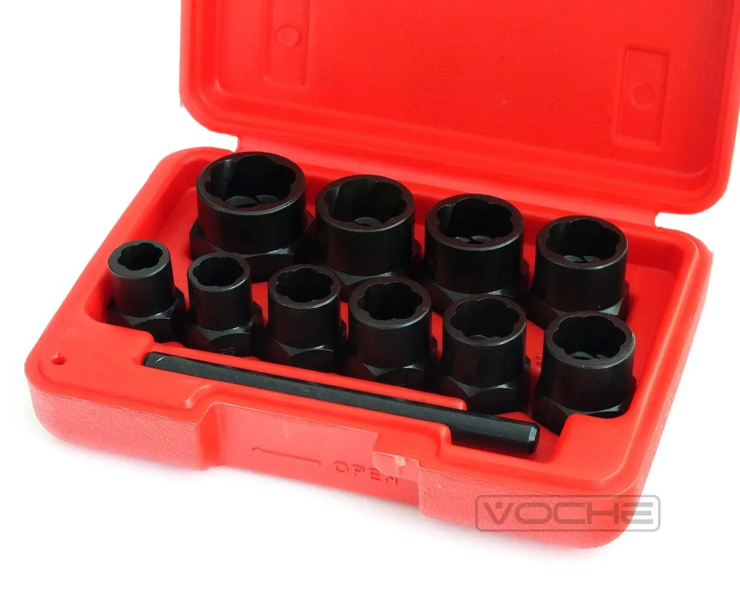 Voche 10Pc Grip & Twist Sockets Locking Wheel Nut Remover Damaged Rounded Bolts
