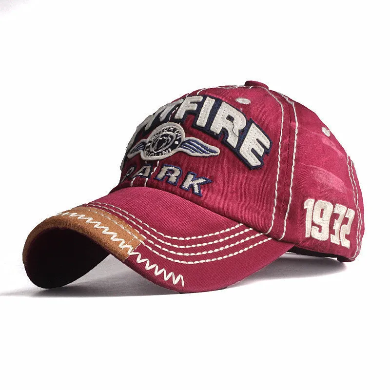WASHED COTTON EMBROIDERED PATCH BASEBALL CAP