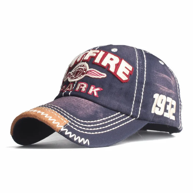 WASHED COTTON EMBROIDERED PATCH BASEBALL CAP