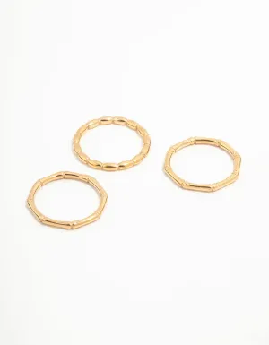 Waterproof Gold Plated Stainless Steel Bamboo Rings 3-Pack