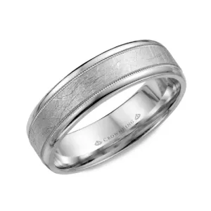 White Cobalt (6mm) Diamond Brush Center and High Polished Edges Band