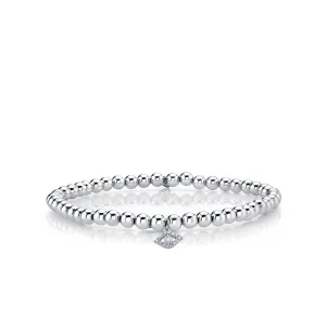 White Gold & Diamond Eye on White Gold Beads