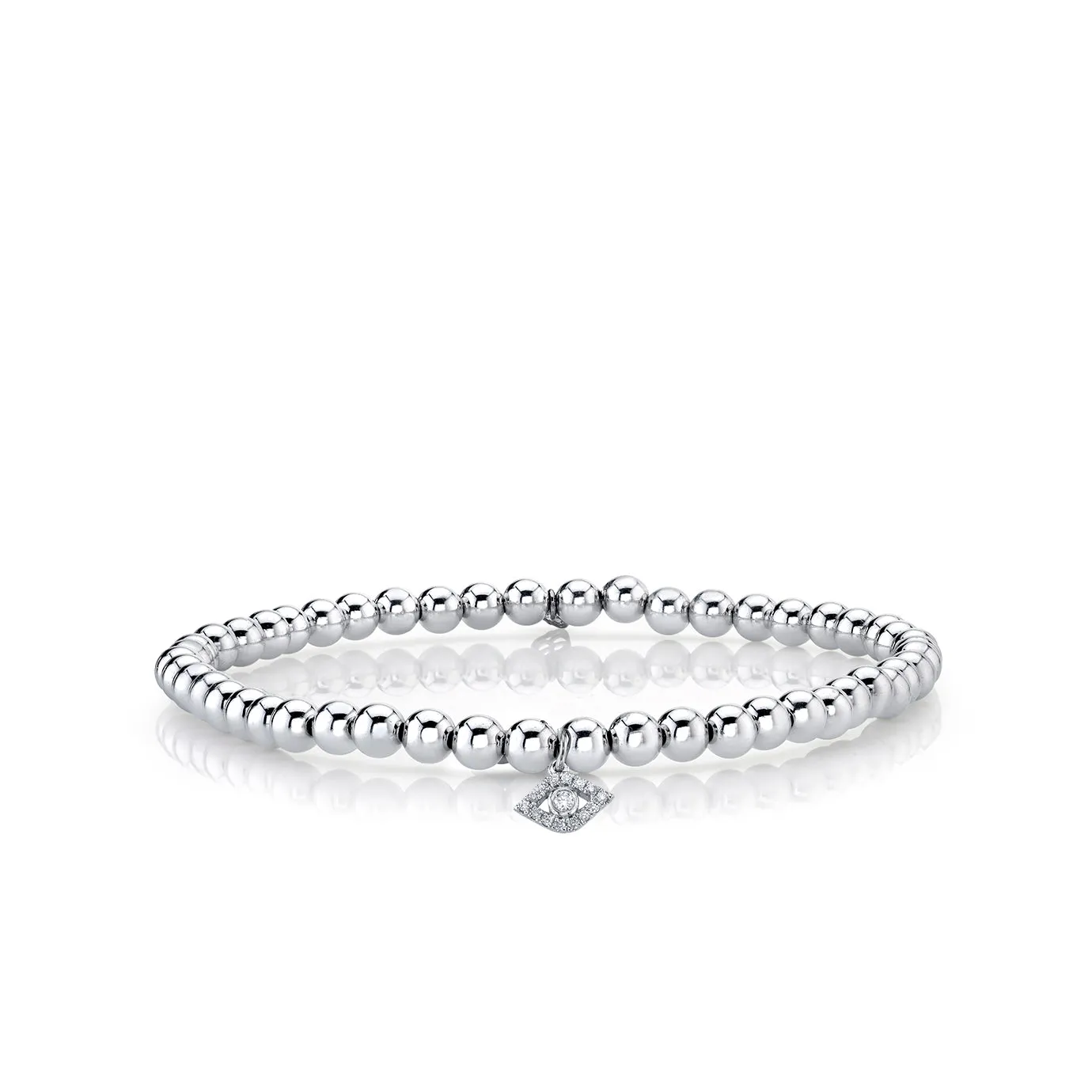 White Gold & Diamond Eye on White Gold Beads