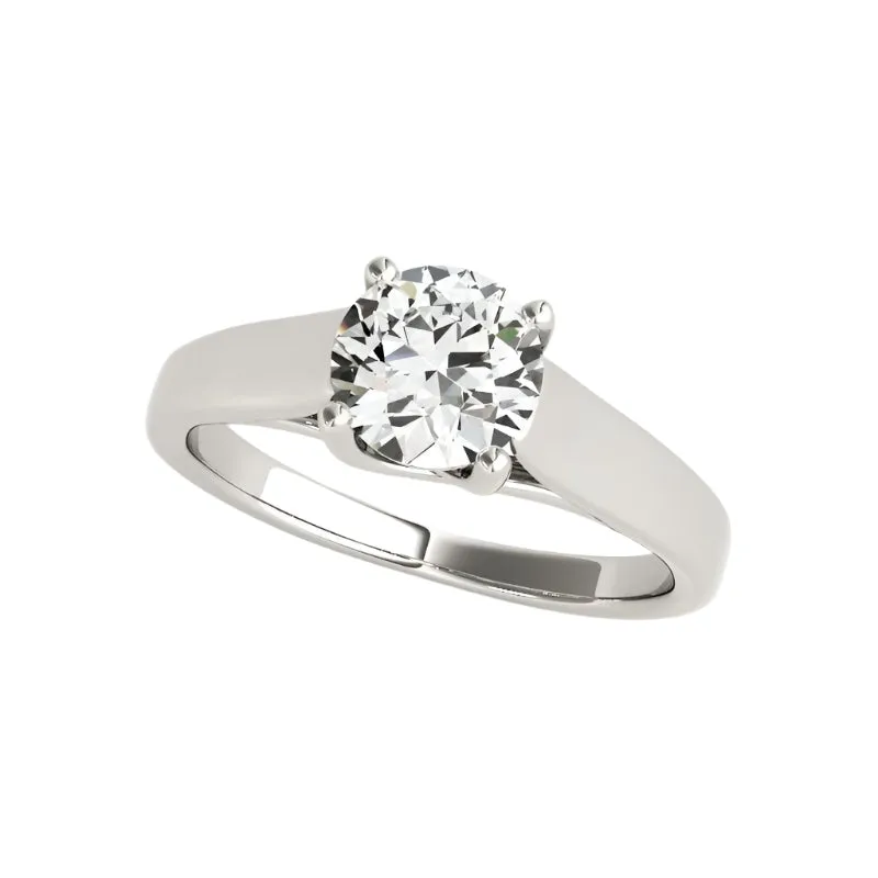 White Gold Round Cut Diamond Polished Engagement Ring Set