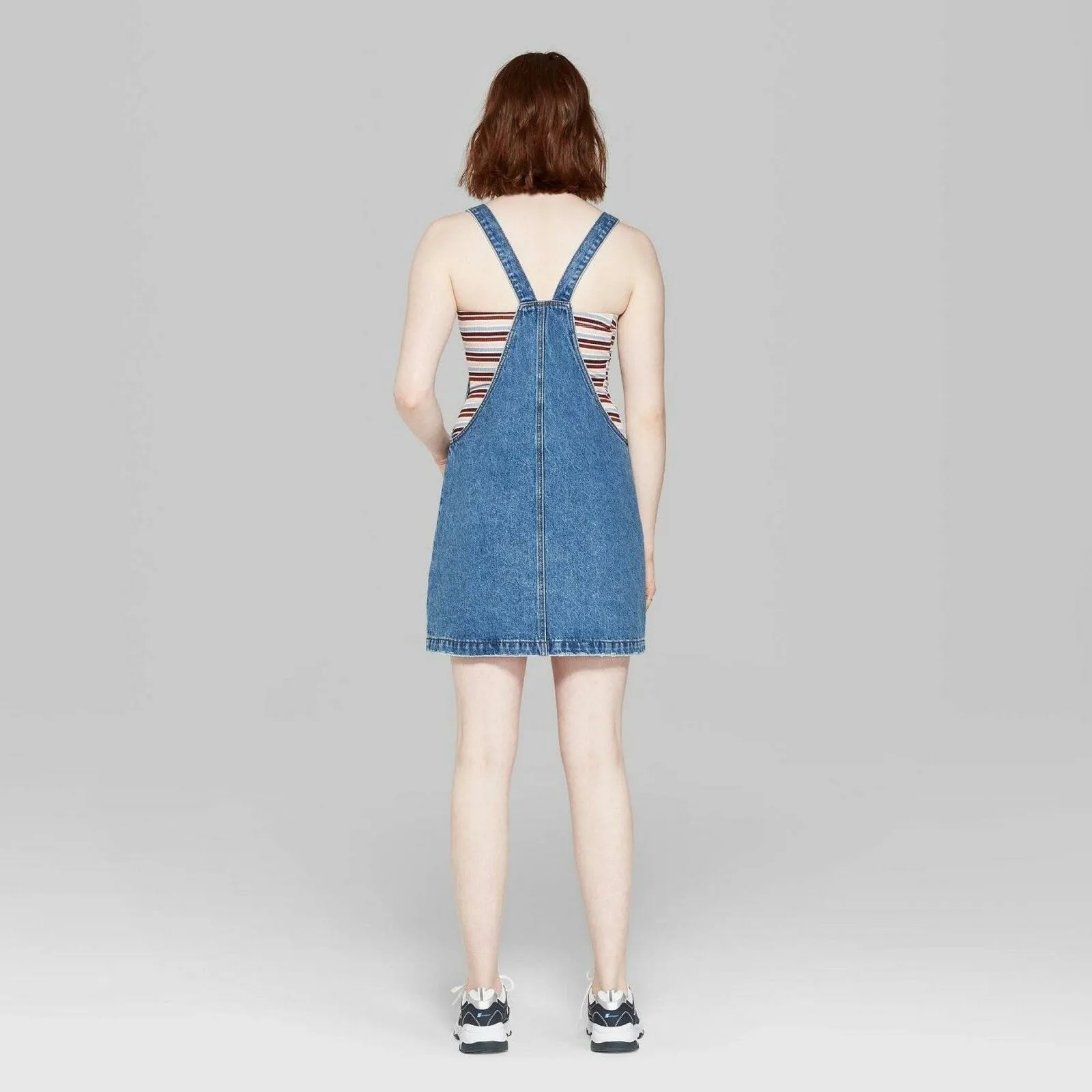 Wild Fable Women's Sleeveless Zip Front Denim Overall Pinafore Dress