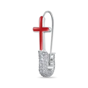 Women's Pin Cross Hoop Earring