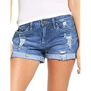 Women's Ripped Denim Jean Shorts