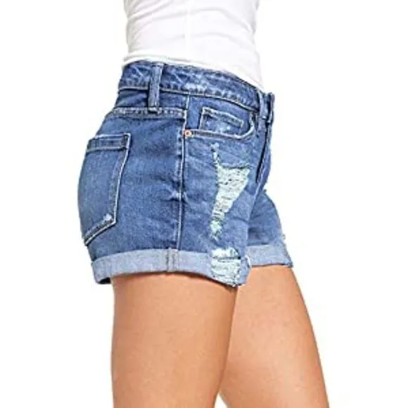 Women's Ripped Denim Jean Shorts