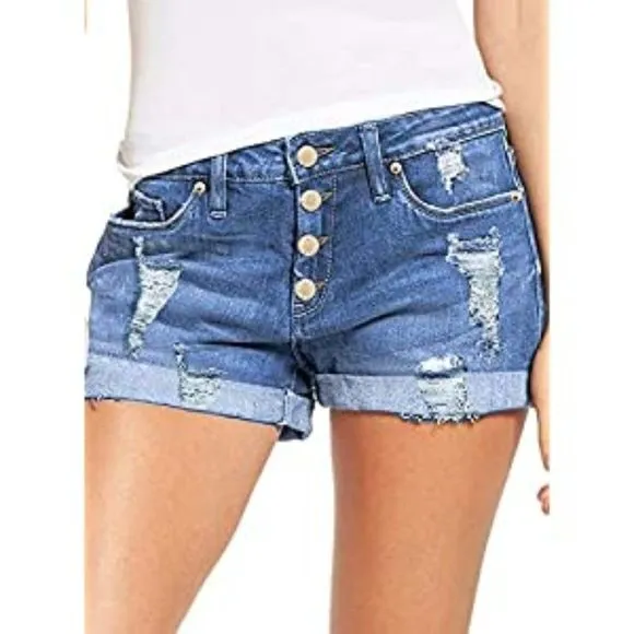 Women's Ripped Denim Jean Shorts