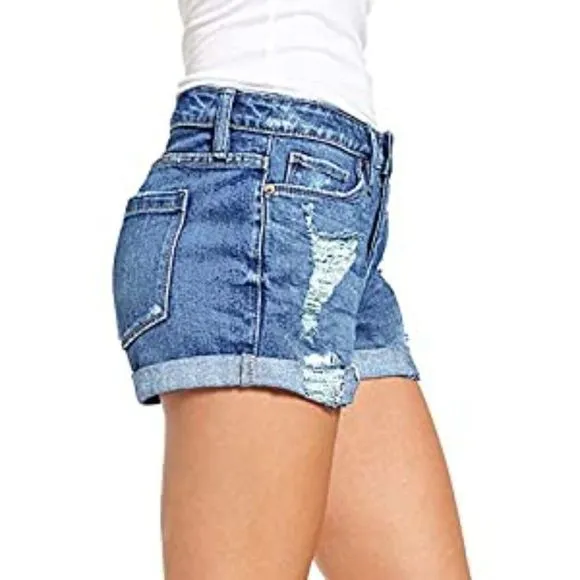 Women's Ripped Denim Jean Shorts