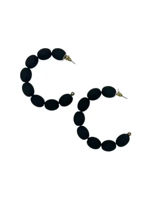 Wood Beaded Hoop - Black