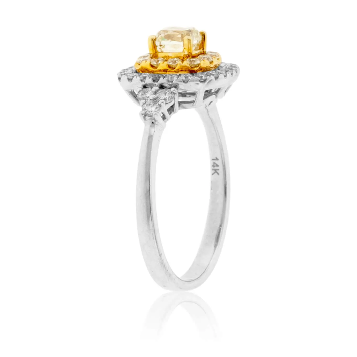 Yellow Diamond Double Halo Style Ring