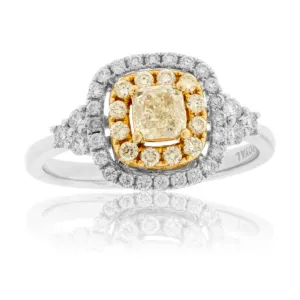 Yellow Diamond Double Halo Style Ring