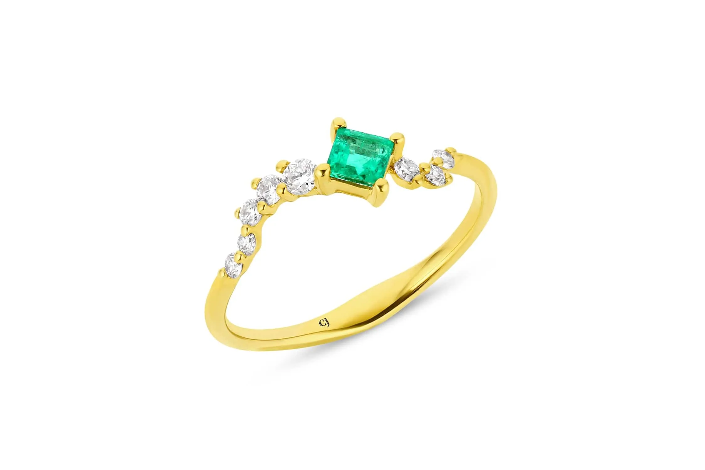 Yellow Gold Emerald and Diamond Ring