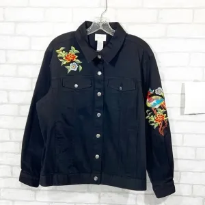 Yi Lin Embroidered Denim Jean Jacket, Size Medium wom*102