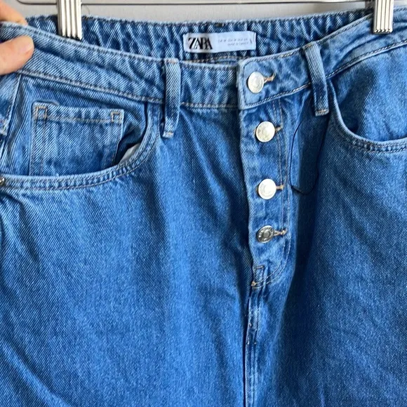 Zara denim midi skirt double slit size Medium
