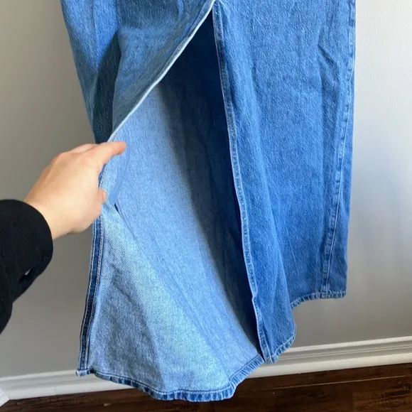 Zara denim midi skirt double slit size Medium