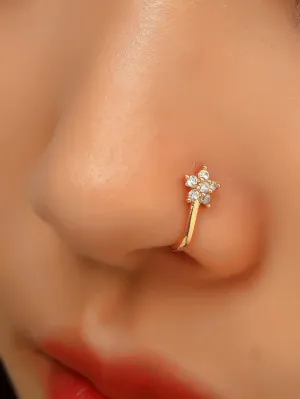 Zircon Decor Nose Ring - Gold