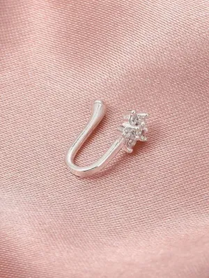 Zircon Decor Nose Ring - Silver - FD ⚡