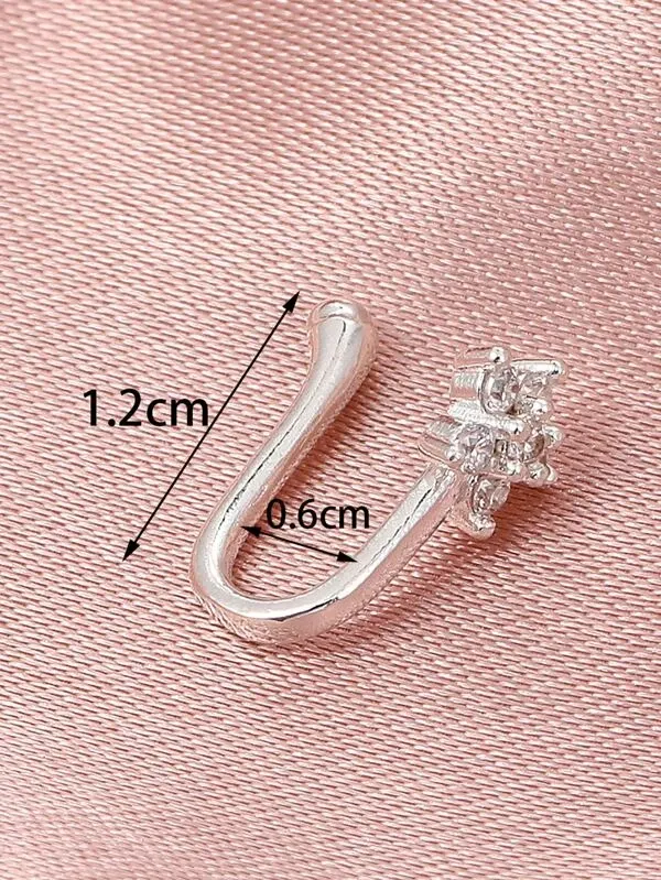 Zircon Decor Nose Ring - Silver - FD ⚡
