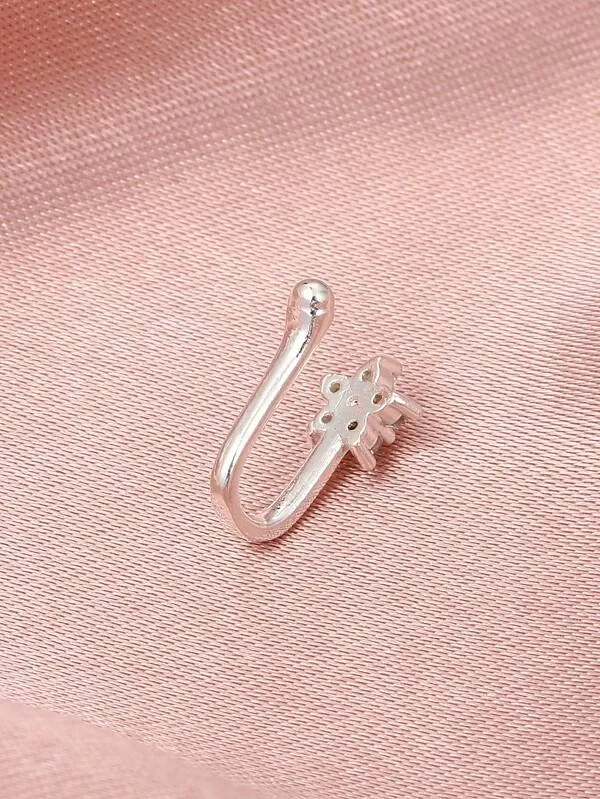 Zircon Decor Nose Ring - Silver - FD ⚡