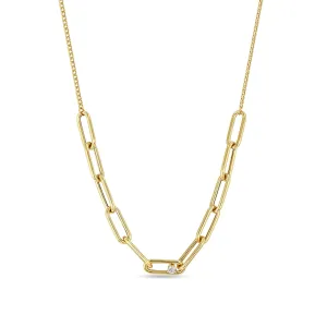 Zoë Chicco 14k Yellow Gold Large Paperclip Diamond Station Necklace